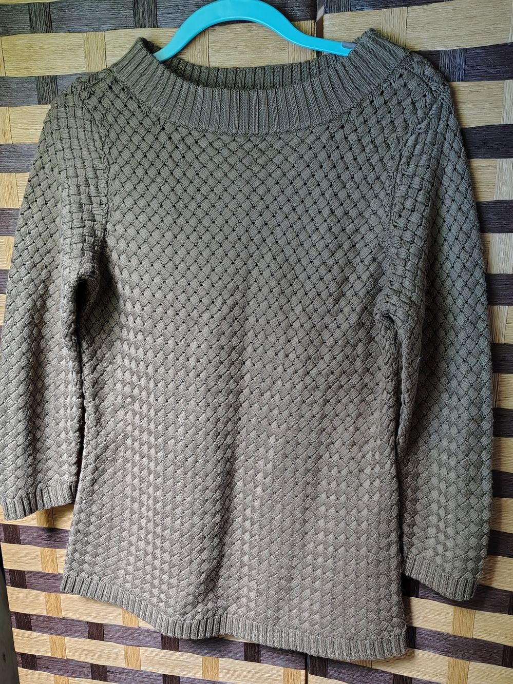 Talbots Olive Textured Crewneck Sweater